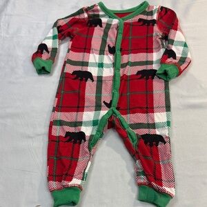 Family Jammies - Plaid Red and Green Kids One Piece Sleeper